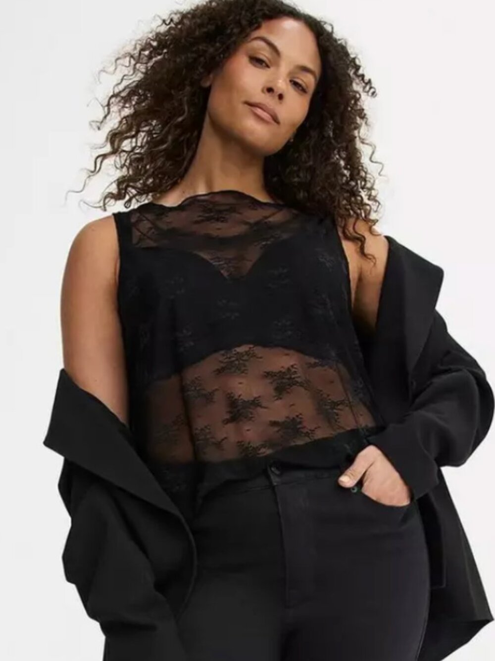 Torrid Mesh Lace Tank Top Size 1 - Picture 7 of 13